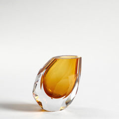 Picadio Hand-Cut Crystal Vase Amber