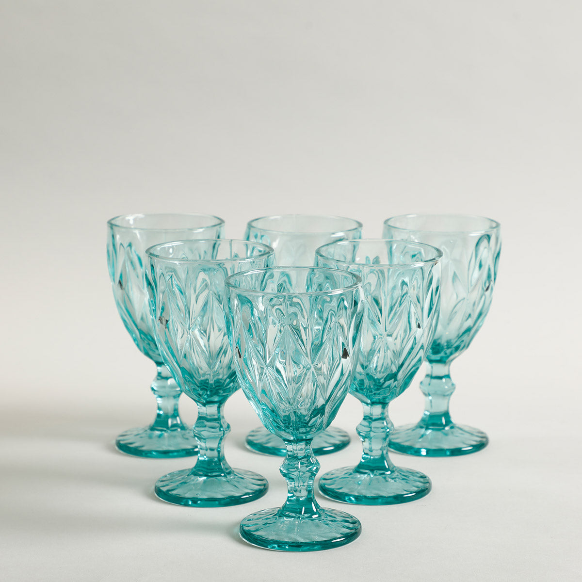 Jeniffer Light Blue Stem Glass Set Of 6