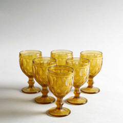 Aria Amber Stem Glass Set Of 6 Aria Amber Stem Glass Set Of 6