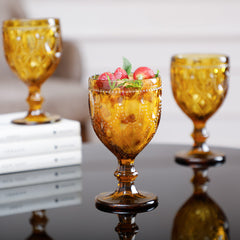 Aria Amber Stem Glass Set Of 6 Aria Amber Stem Glass Set Of 6