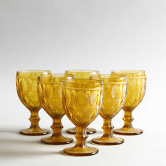 Aria Amber Stem Glass Set Of 6 Aria Amber Stem Glass Set Of 6