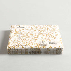 Napkin Damask White / Gold Set of 15 Napkin Damask White / Gold Set of 15
