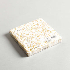 Napkin Damask White / Gold Set of 15 Napkin Damask White / Gold Set of 15