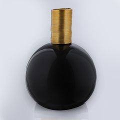 Midnight Black Vase With Gold Rim Midnight Black Vase With Gold Rim