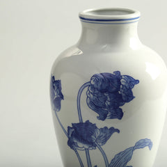 Blue Poppy Flower Porcelain Vase