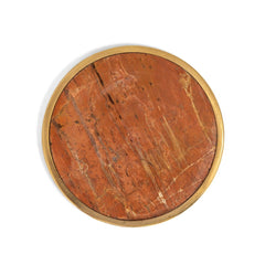 Audrey Coaster Set of 4 Red stone with brass ring - Home4u Audrey Coaster Set of 4 Red stone with brass ring - Home4u