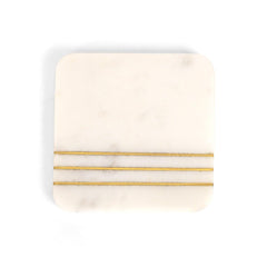 Sulivian Square Round edge Coaster Set of 4 with brass stripes Sulivian Square Round edge Coaster Set of 4 with brass stripes