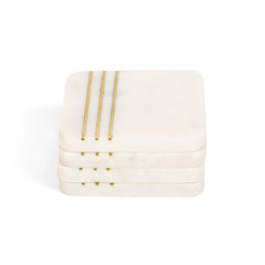 Sulivian Square Round edge Coaster Set of 4 with brass stripes Sulivian Square Round edge Coaster Set of 4 with brass stripes