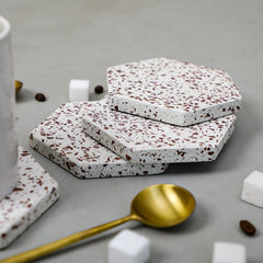 Audrey Hexagonal Terrazzo Coaster Set of 4 Audrey Hexagonal Terrazzo Coaster Set of 4