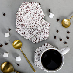 Audrey Hexagonal Terrazzo Coaster Set of 4 Audrey Hexagonal Terrazzo Coaster Set of 4