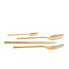 Herdmar Golden Metal Cronos Cutlery - Set of 24