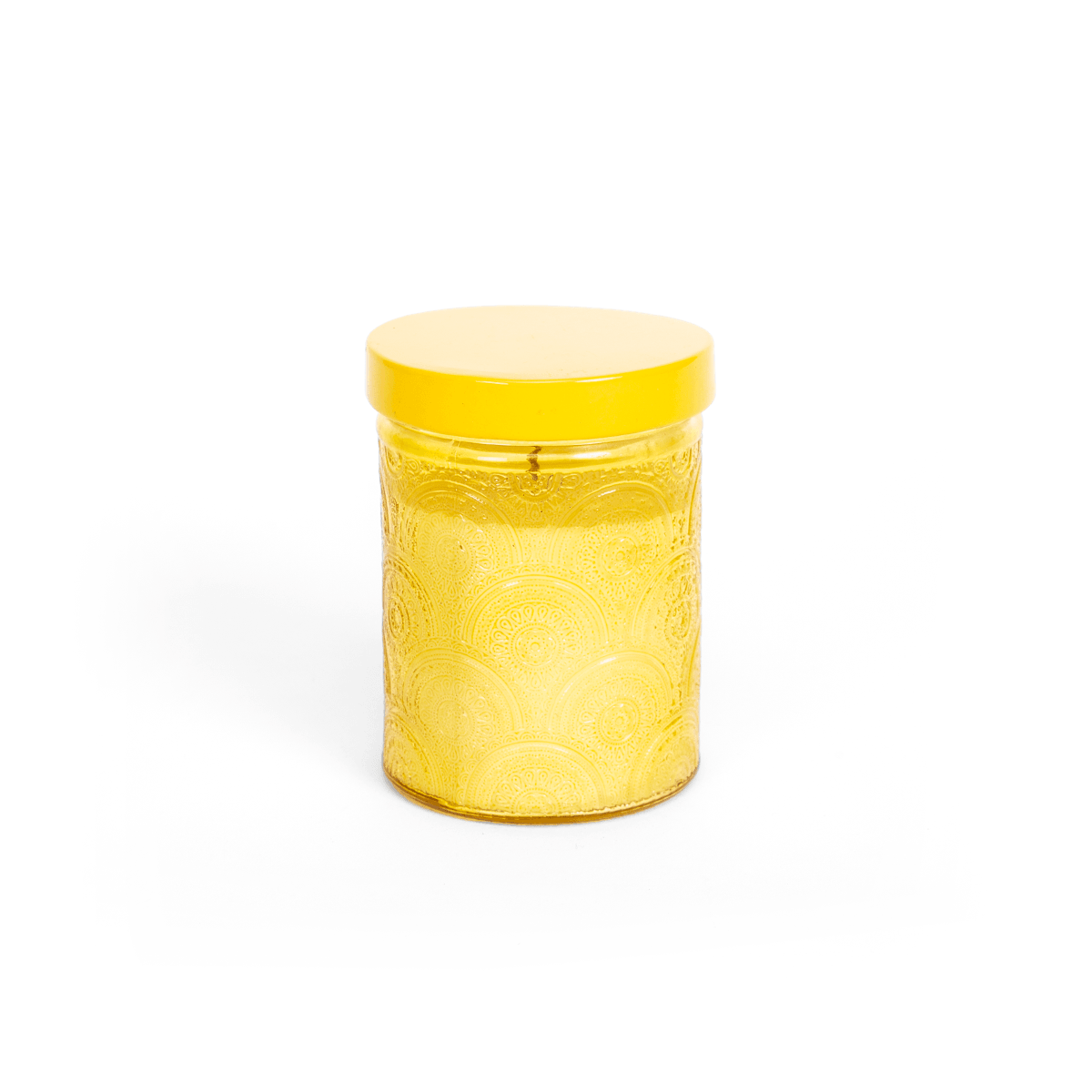 Ella Embossed Jar Candle Yellow - Home4u Ella Embossed Jar Candle Yellow - Home4u
