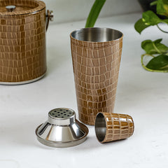 Cocktail Shaker With Tan Leather Sheath Cocktail Shaker With Tan Leather Sheath