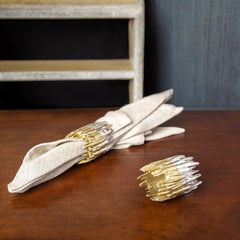Serbet Napkin Ring Set Of 4 Golden Silver - Home4u Serbet Napkin Ring Set Of 4 Golden Silver - Home4u