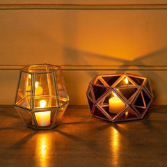 Ishtar Hezagon Clear Candle Holder - Home4u Ishtar Hezagon Clear Candle Holder - Home4u