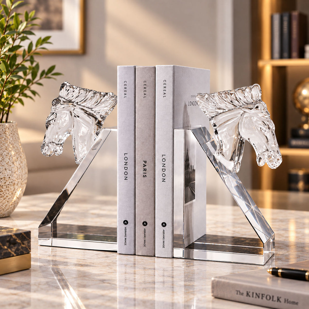 Horse Head Crystal Bookend