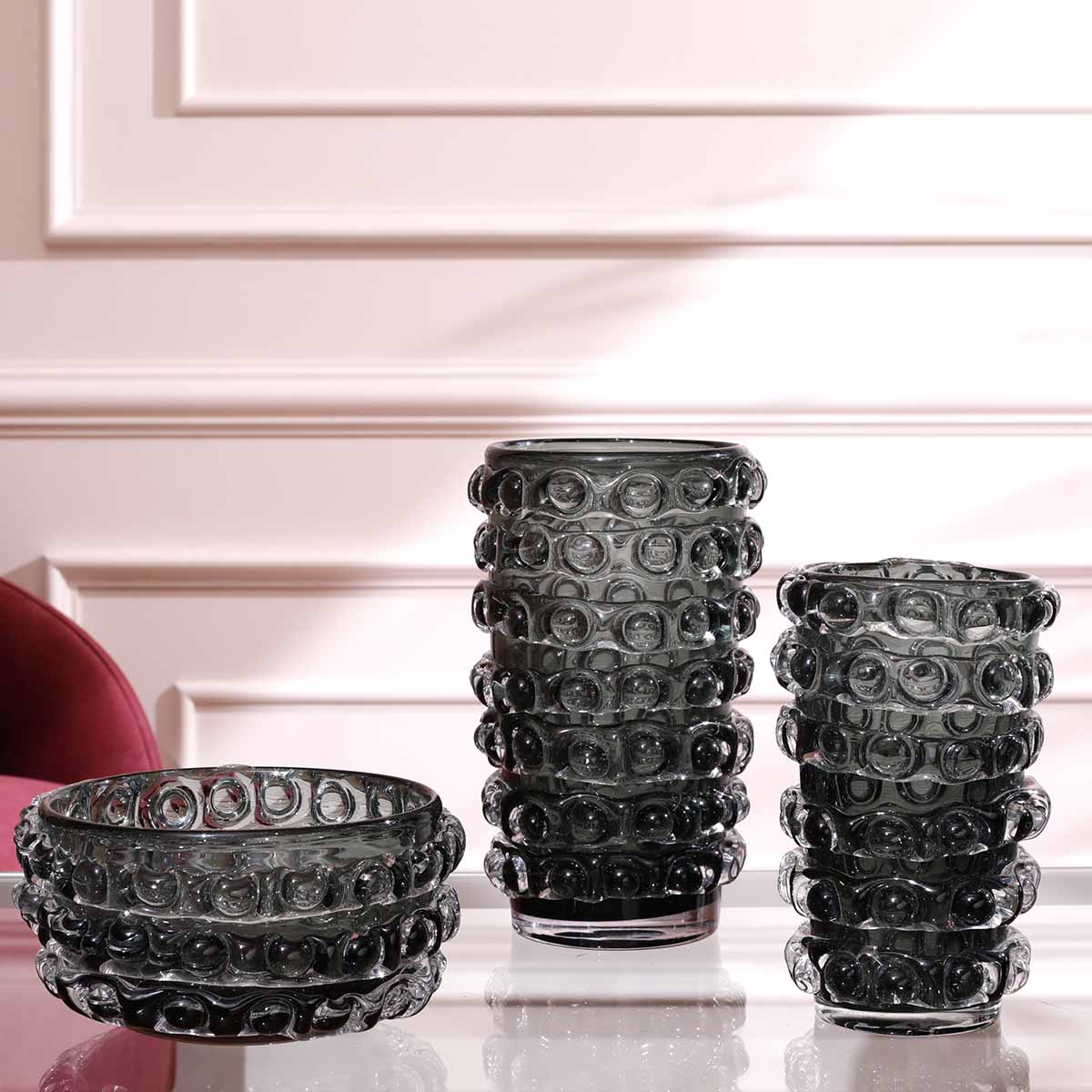 Huelm Bowl Vase Grey