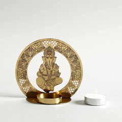 Ganesha T- Light Candle Holder Gold