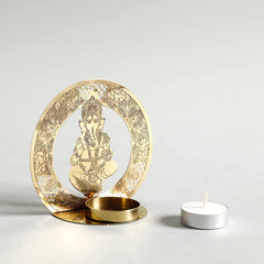 Ganesha T- Light Candle Holder Gold