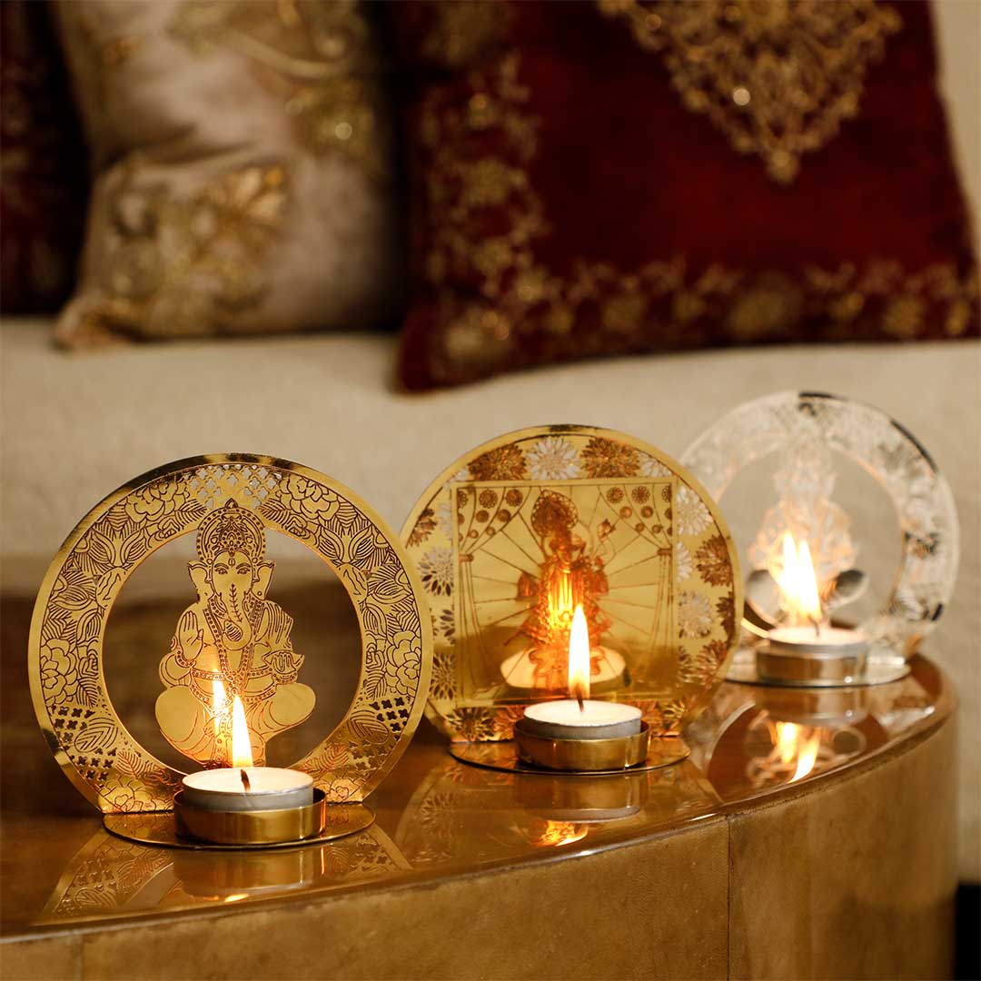 Ganesha T- Light Candle Holder Silver