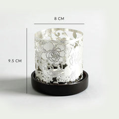 Rose T-Light Candle Holder With Wood Base