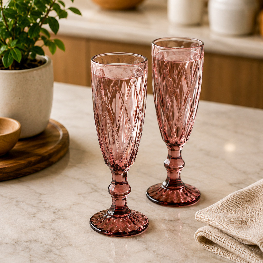Criss Purple Stem Glass Set Of 6