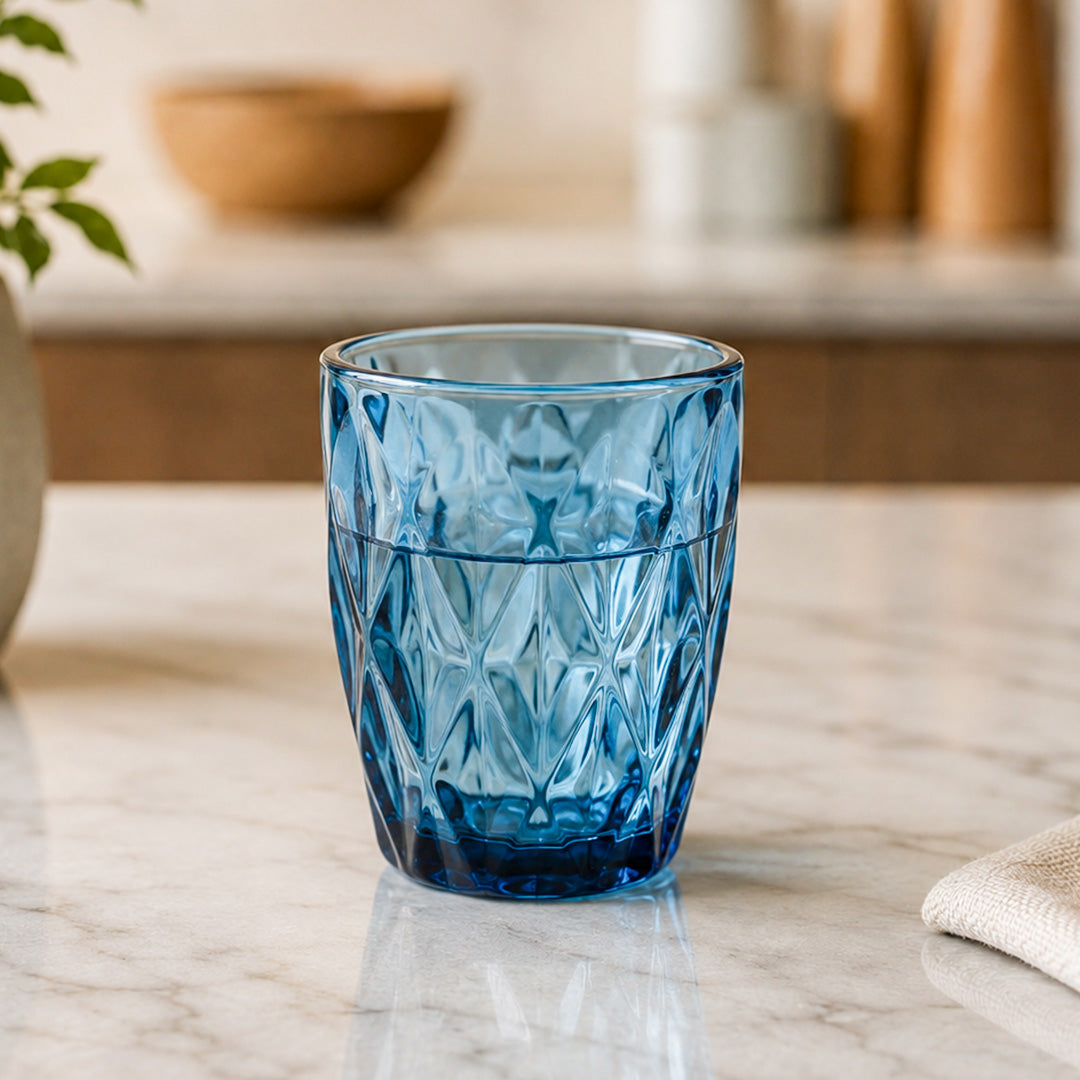 Gianna Dark Blue Drinking Glass Set Of 6