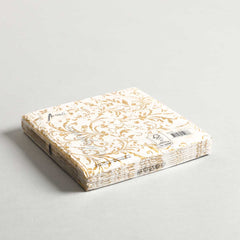 Napkin Damask White / Gold Set of 15