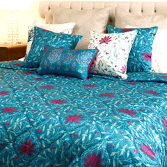 Vrinda Quilt With Cushion Covers Set