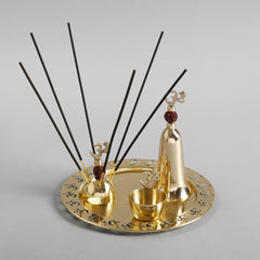 Om Pooja Thali Set in Gold