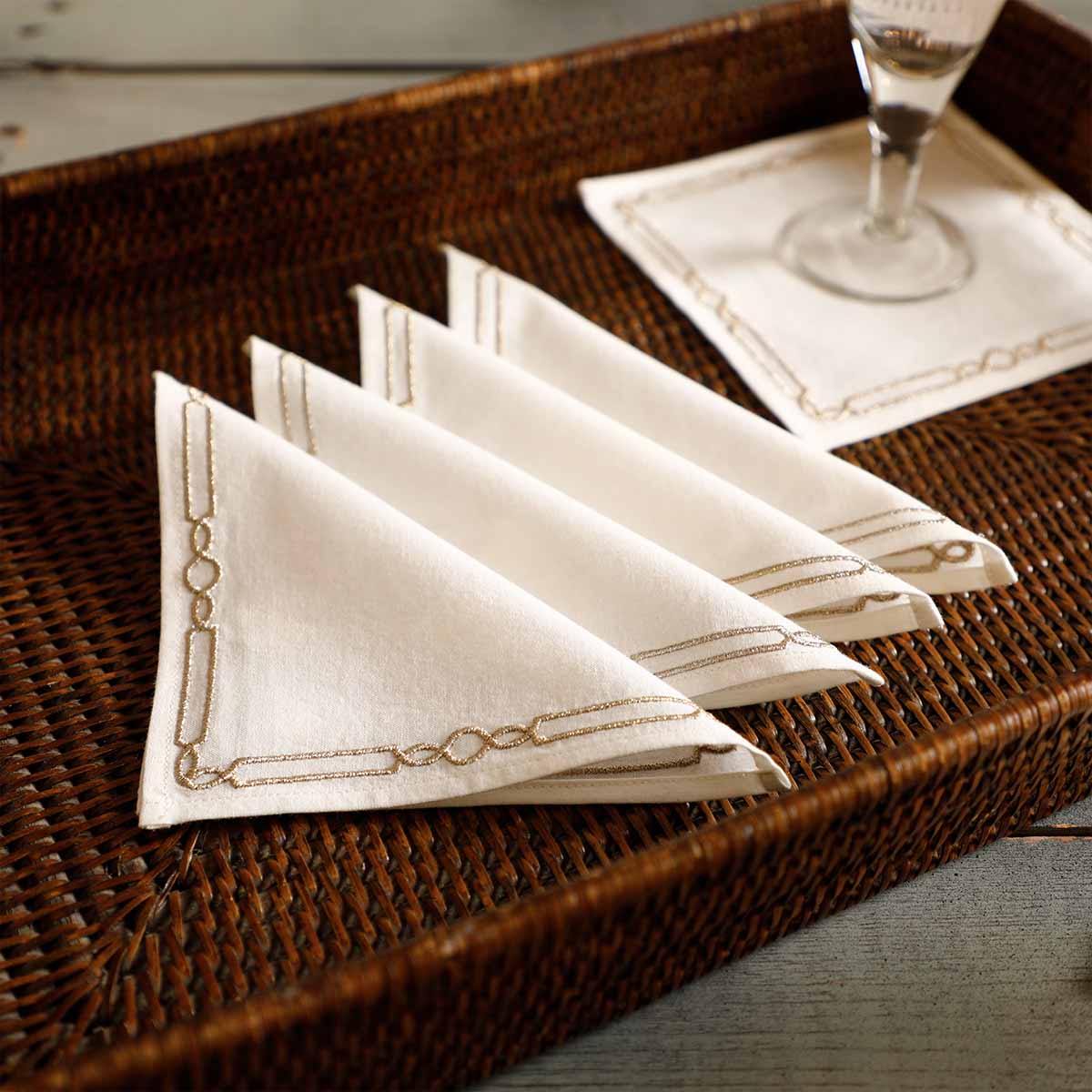 Cosimo Embroidery Cocktail Napkin Set Of 6