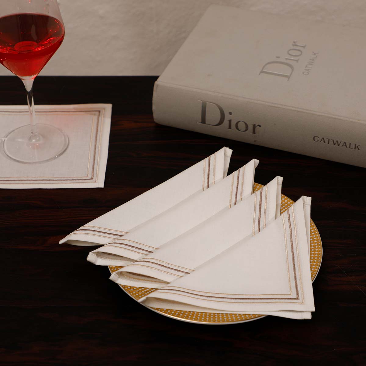 Benno Embroidery Cocktail Napkin Set Of 6