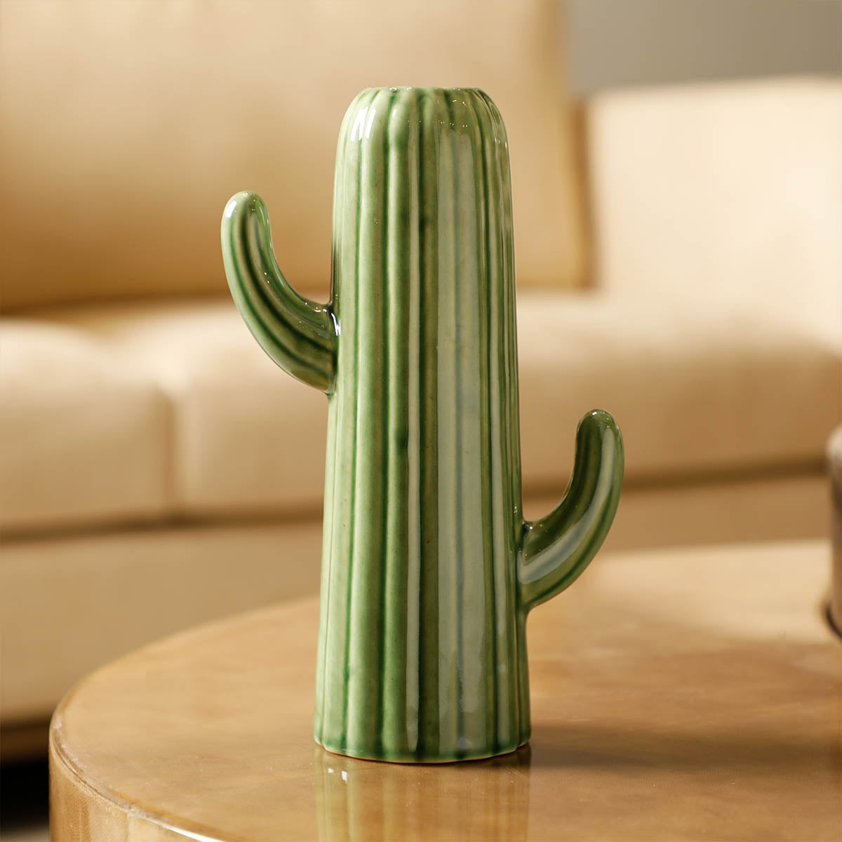 Cactus Flower Vase Green