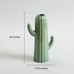 Cactus Flower Vase Green
