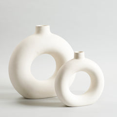Circular Ring Big Vase White