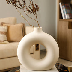 Circular Ring Small Vase White