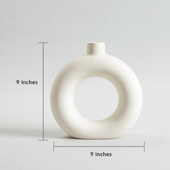 Circular Ring Small Vase White