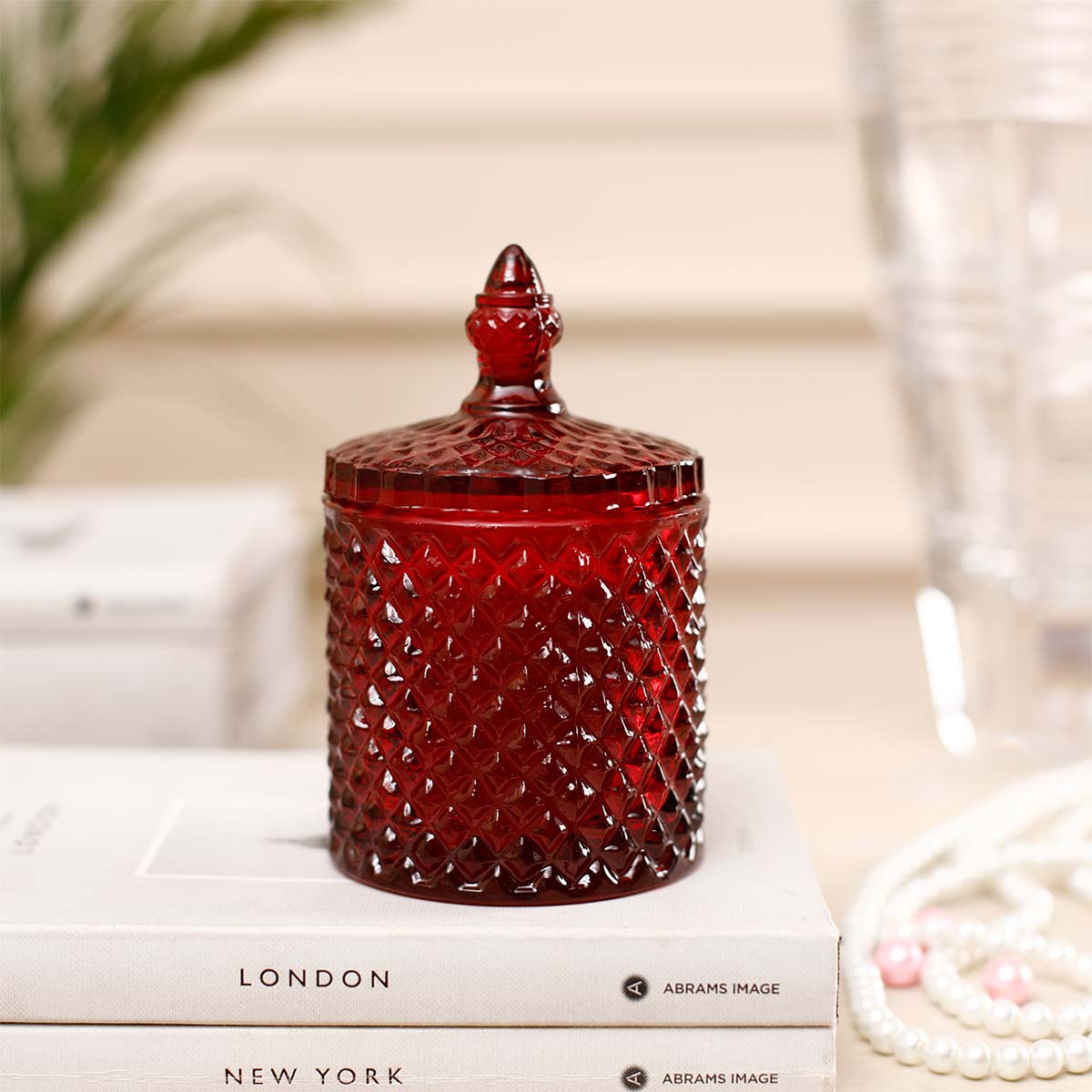 Alyona Red Scented Candle Jar With Lid