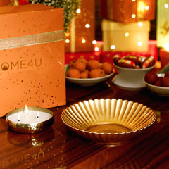 Aurum Deco Bowl With Gold Candle Gift Set
