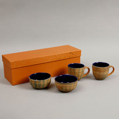 Bamboo Texture Ceramic Mugs And Bowl Gift Set