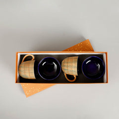 Bamboo Texture Ceramic Mugs And Bowl Gift Set
