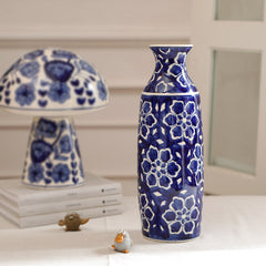 Indigo Bloom Ceramic Vase