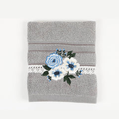Araceli Embroidered Grey Face Towel Set Of 4