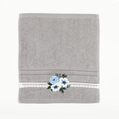 Araceli Embroidered Grey Face Towel Set Of 4