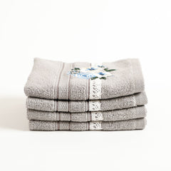 Araceli Embroidered Grey Face Towel Set Of 4