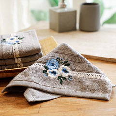 Araceli Embroidered Grey Face Towel Set Of 4