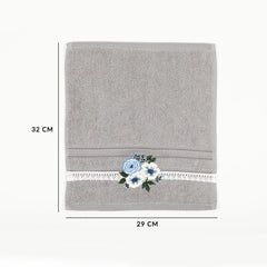 Araceli Embroidered Grey Face Towel Set Of 4