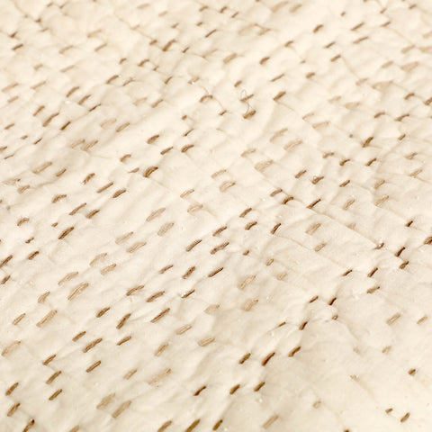 Ashen Pearl Kantha Queen Size Quilt