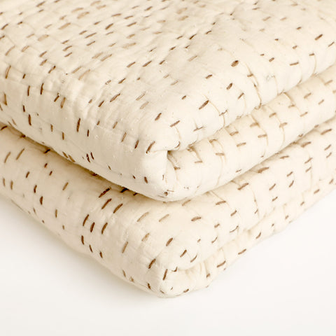 Ashen Pearl Kantha King Size Quilt