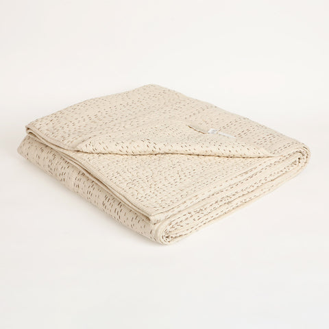 Ashen Pearl Kantha King Size Quilt